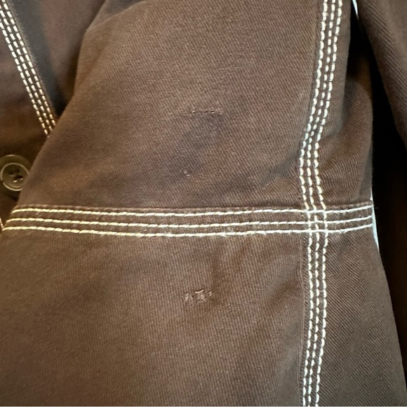 Band tee Upcycle jacket cotton distressed holes brown handmade - Picture 9 of 9